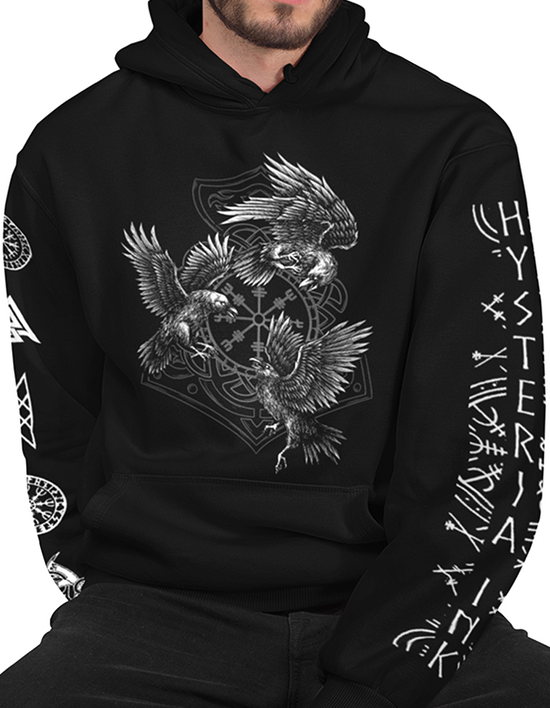 Sweat unisexe manches imprimées Hysteria Ink  viking compass ink