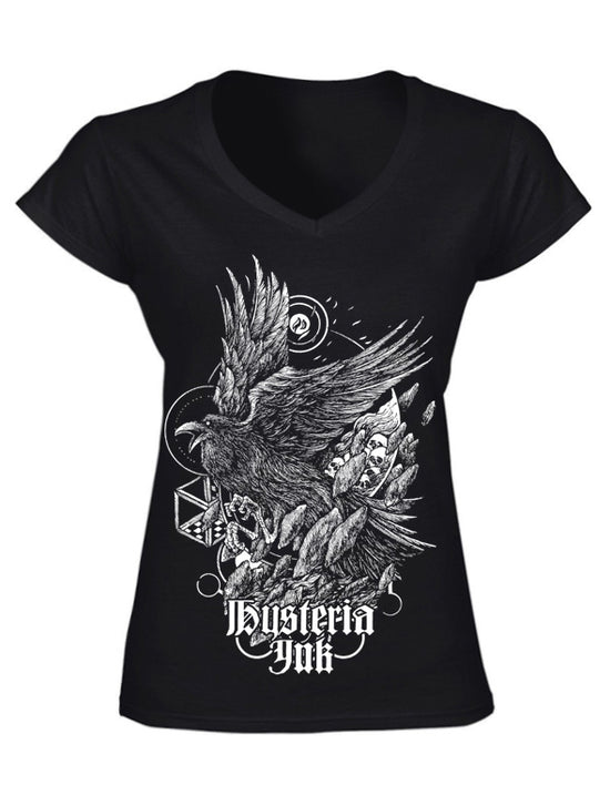 T-shirt femme V Hysteria Ink Corbeau Ink