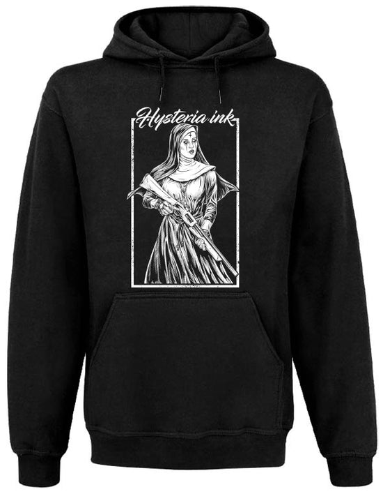 Sweat Capuche Unisexe Poche Kangourou  Hysteria Ink Nonne 2 Ink