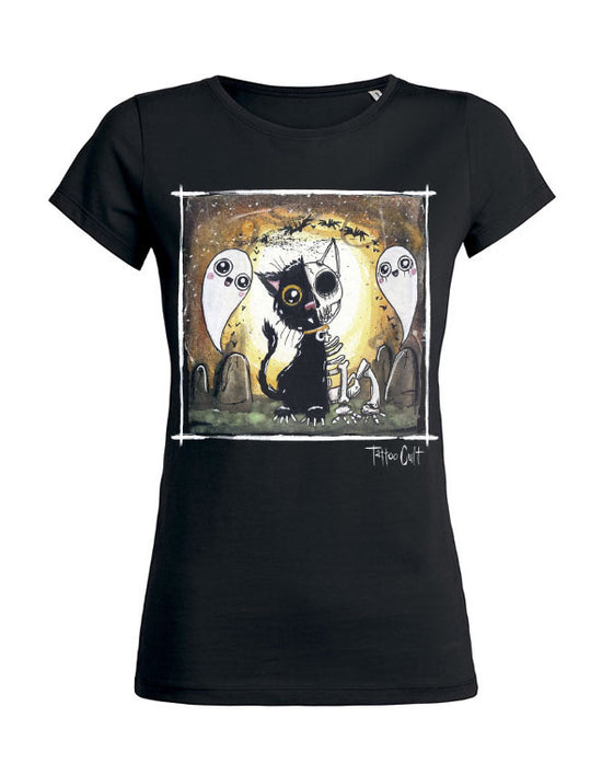 T-shirt femme Wants Tattoo Cult Skeleton Cat Cult