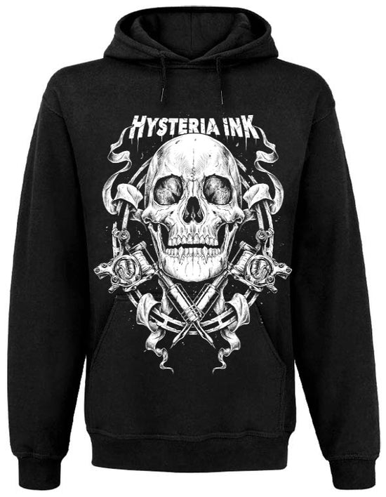 Sweat Capuche Unisexe Hysteria Ink Skull Tattoo Gun Ink