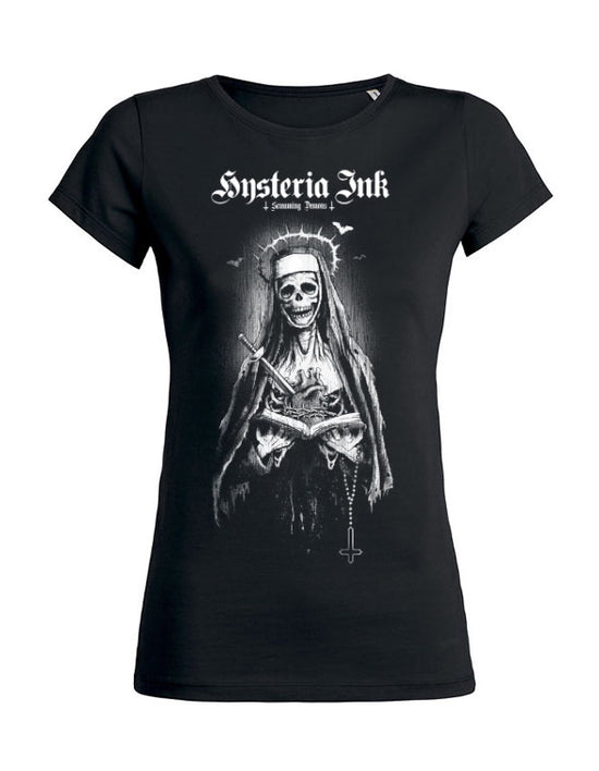 T-shirt femme Wants Hysteria Ink X Screaming Demons Skull Nun Ink