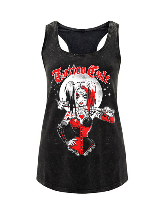 Debardeur Justin Tattoo Cult Noir Acide Harley Cult