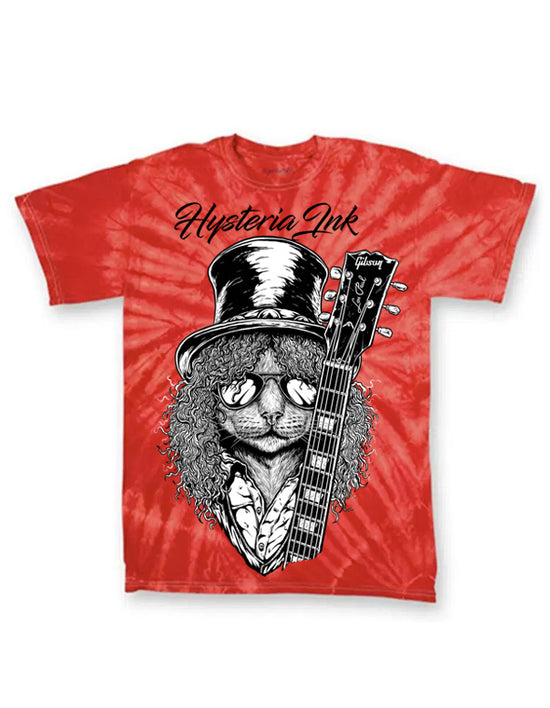 T-shirt unisexe Tie Dye Hysteria Ink Slash Cat Ink Red