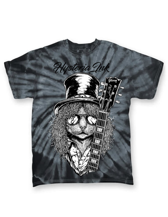 T-shirt unisexe Tie Dye Hysteria Ink Slash Cat Ink Black