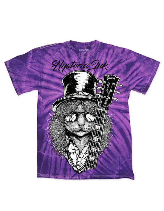 T-shirt unisexe Tie Dye Hysteria Ink Slash Cat Ink Purple