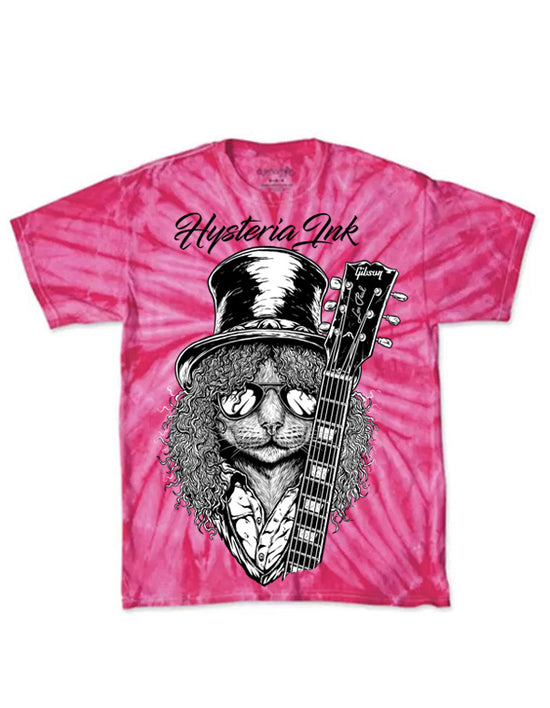 T-shirt unisexe Tie Dye Hysteria Ink Slash Cat Ink Pink