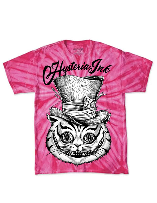 T-shirt unisexe Tie Dye Hysteria Ink Cat Hat Ink Pink