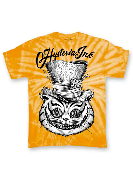 T-shirt unisexe Tie Dye Hysteria Ink Cat Hat Ink Yellow