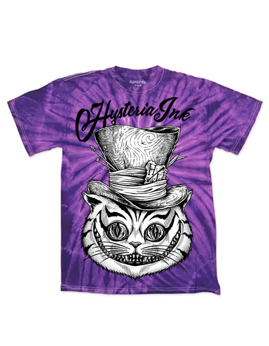 T-shirt unisexe Tie Dye Hysteria Ink Cat Hat Ink Purple