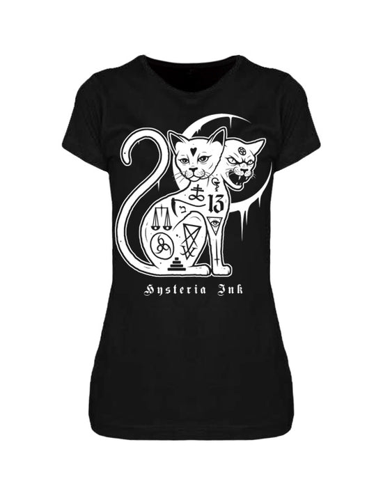 T-shirt femme T216 Hysteria Ink Two Head Cat InK