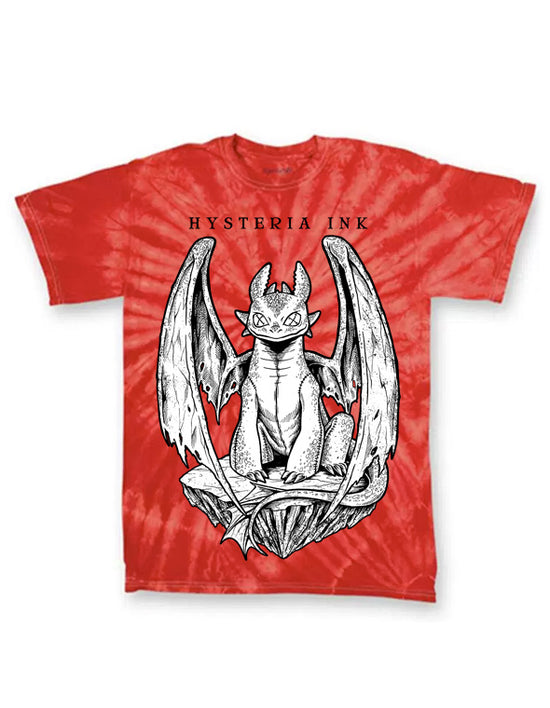 T-shirt unisexe Tie Dye Hysteria Ink Dragon Ink Red