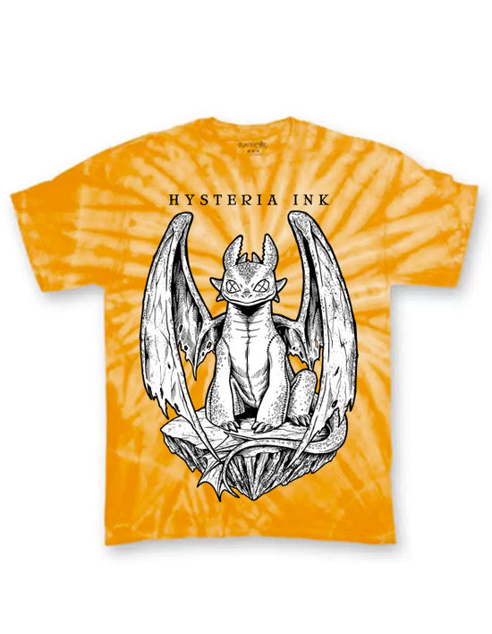 T-shirt unisexe Tie Dye Hysteria Ink Dragon Ink Yellow