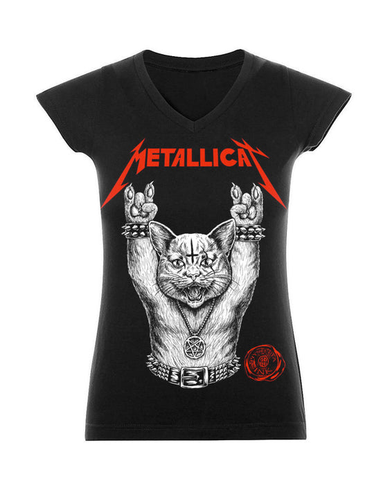 T-shirt femme Col V Hysteria Ink Metallicat