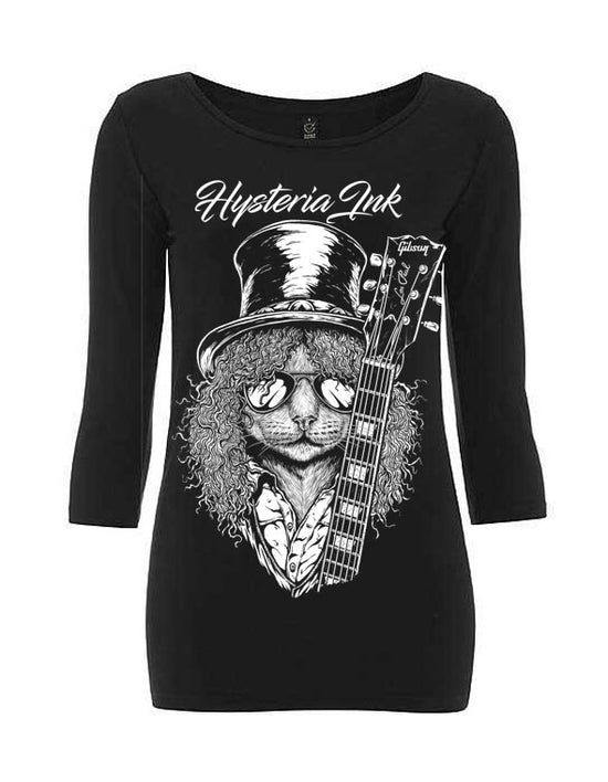 T-shirt Manches 3/4 coupe femme Hysteria Ink Bio Slash Cat Ink