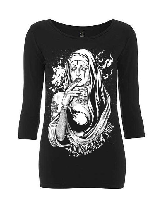 T-shirt Femme Manche 3/4 Hysteria Ink Bio Nonne Ink