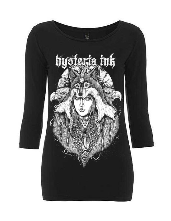 T-shirt Femme Manche 3/4 Hysteria Ink Bio Woman Wolf Ink