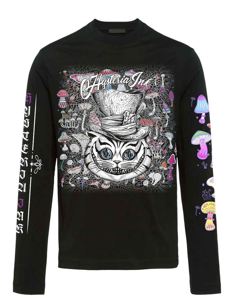 T-shirt Manches Longues Hysteria Ink  Cat Hat Ink Mushroom All Over Print