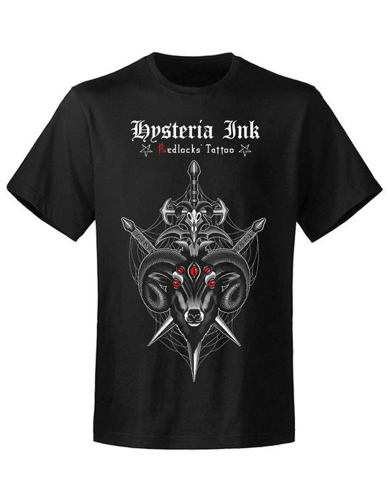 T-shirt unisexe Hysteria Ink  X Redlocks' Tattoo Goat Crest Ink