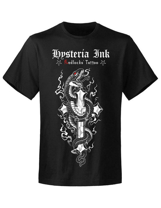 T-shirt unisexe Hysteria Ink  X Redlocks' Tattoo Snake Cross Ink